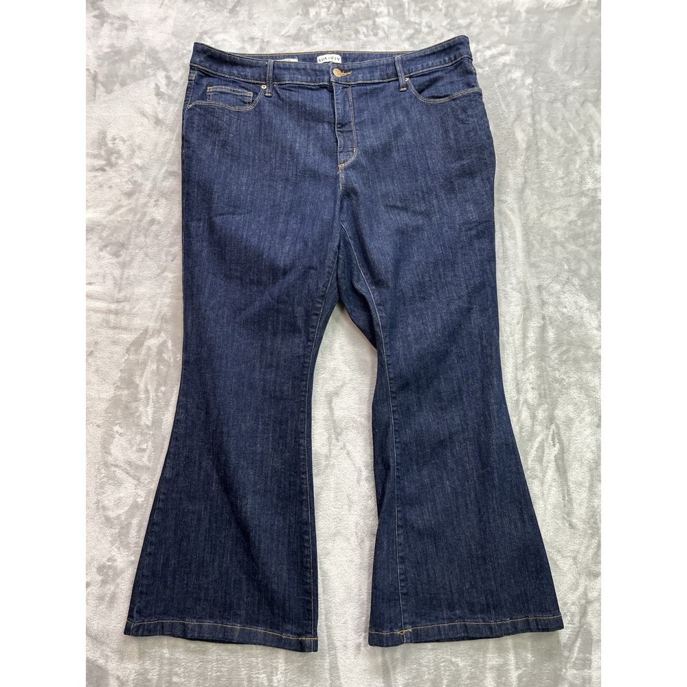 Ava & Viv Jeans Women Plus Sz 22 Blue High Rise Flare Stretch Western Boho Bell